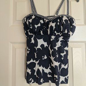 Tankini Swimming Top Floral Blue White Women's sz US 8 /EUR 38
